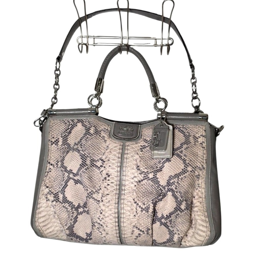 Coach Madison Pinnacle Carryall Satchel in Grey Embossed Python Leather EUC